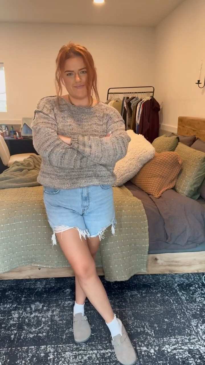 Neutral, soft sweater for a flawless fall transition fit paired with my fave shorts✨

#LTKStyleTip #LTKSeasonal #LTKMidsize