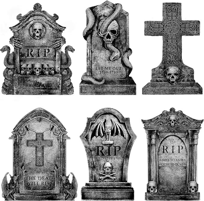 Halloween Decorations Outdoor Graveyard Tombstones: 6ct Large Tombstones Halloween Decor Yard Sig... | Amazon (US)