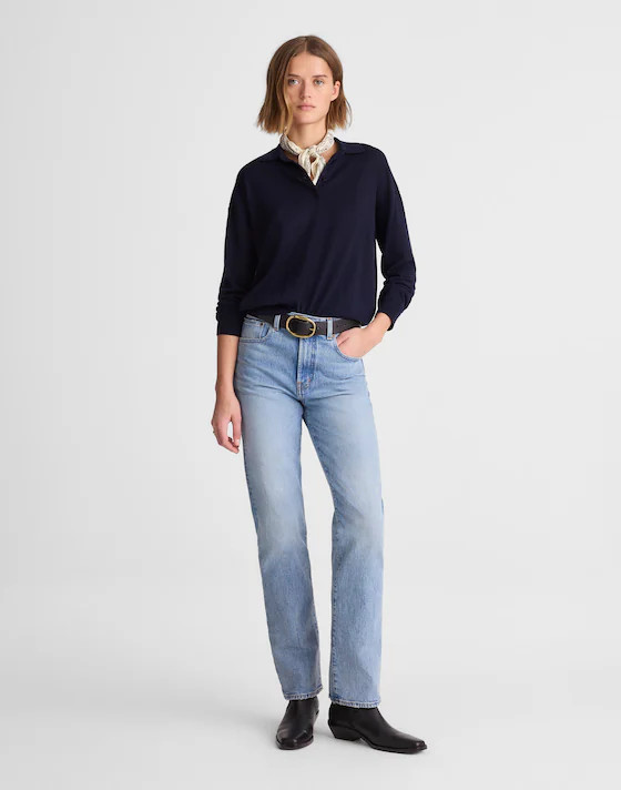 Drop-Shoulder Polo Sweater in Merino Wool | Madewell