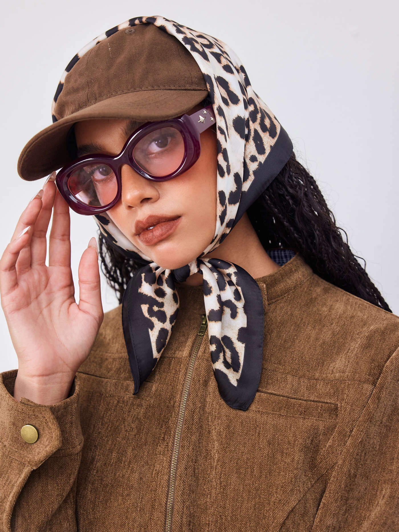 LEOPARD PRINT SQUARE HEADSCARF | Cider