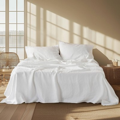 Linen Sheets - Linen Bedsheets Queen Size Bed, Blend from Linen Cotton Sheets, Breathable & Soft Cotton Bedsheets, Gifts for All Seasons, 4 Pieces, Pu | Target
