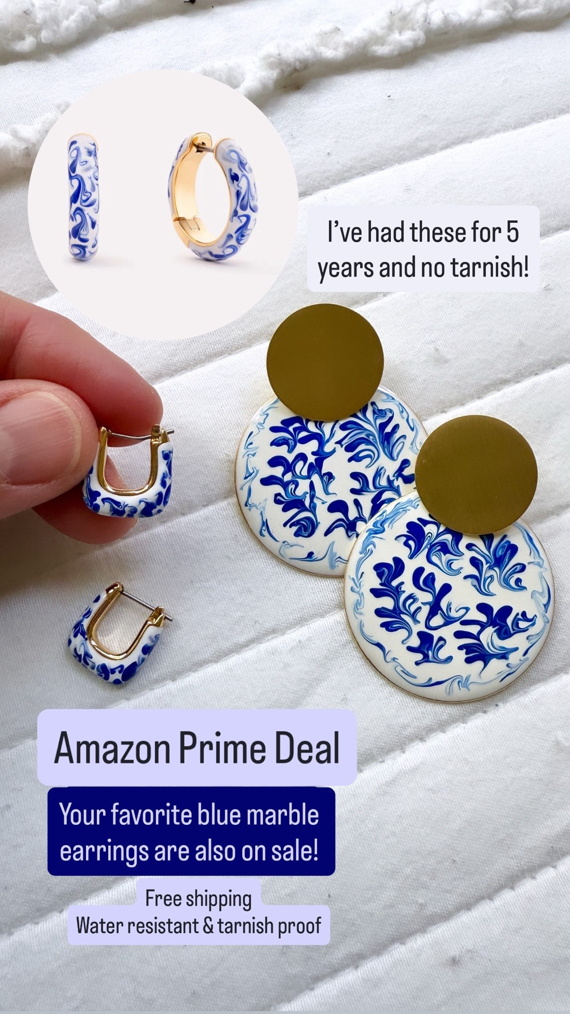 Amazon Ana Luisa earrings. On sale for prime day. Water proof and tarnish resistant