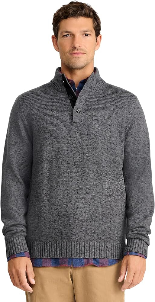 IZOD Men's Button Mock Sweater, Iron Gate, Medium at Amazon Men’s Clothing store | Amazon (US)
