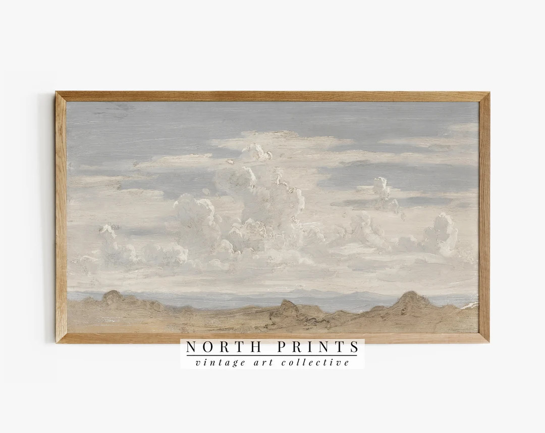 Samsung Frame TV Art Neutral Cloudy Landscape Painting DIGITAL Modern Farmhouse TV214 - Etsy | Etsy (US)