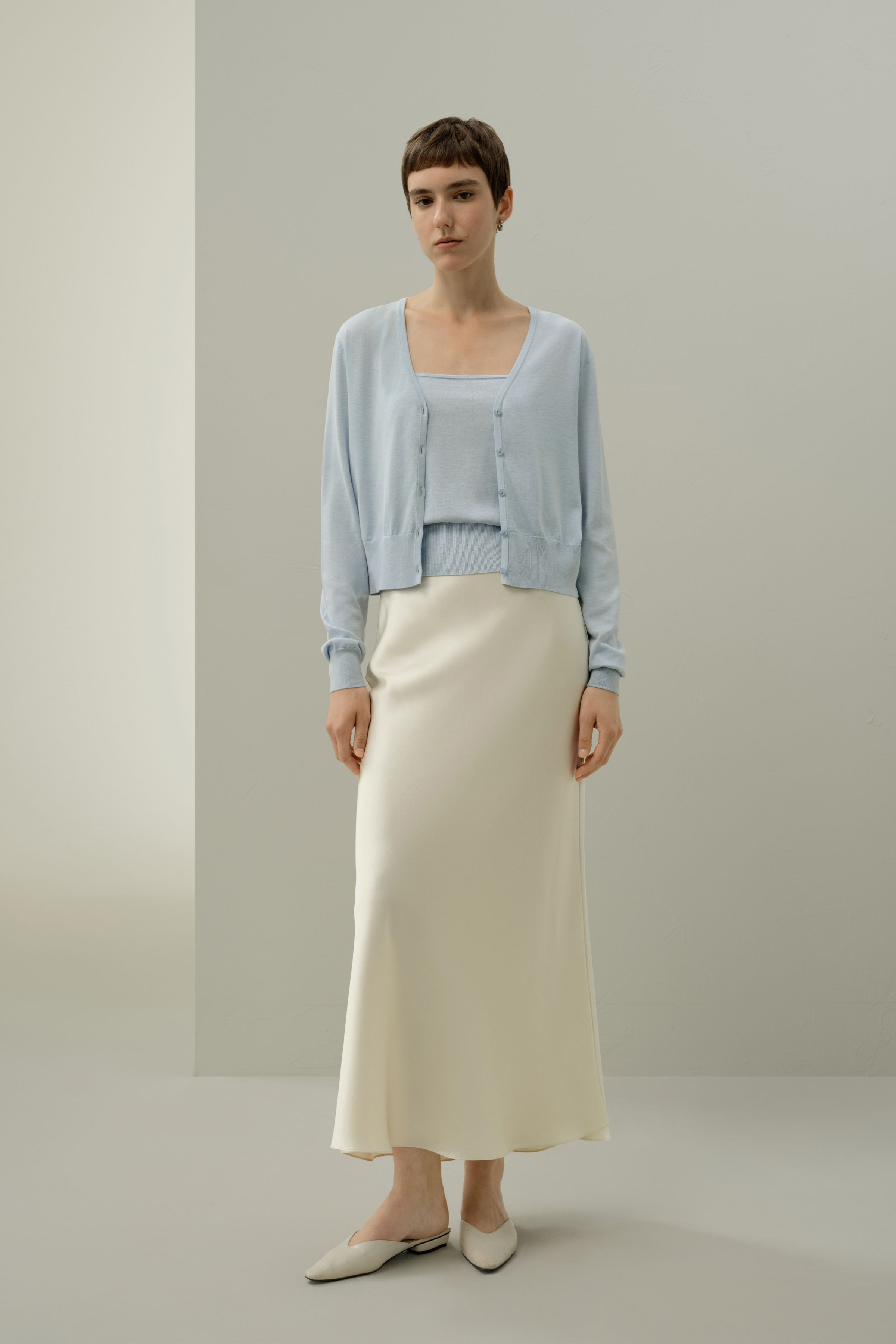 Silk Cotton Blend Cardigan Set | LilySilk