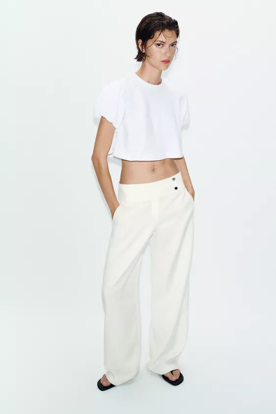 CROPPED TOP WITH VOLUMINOUS SLEEVES | Zara US