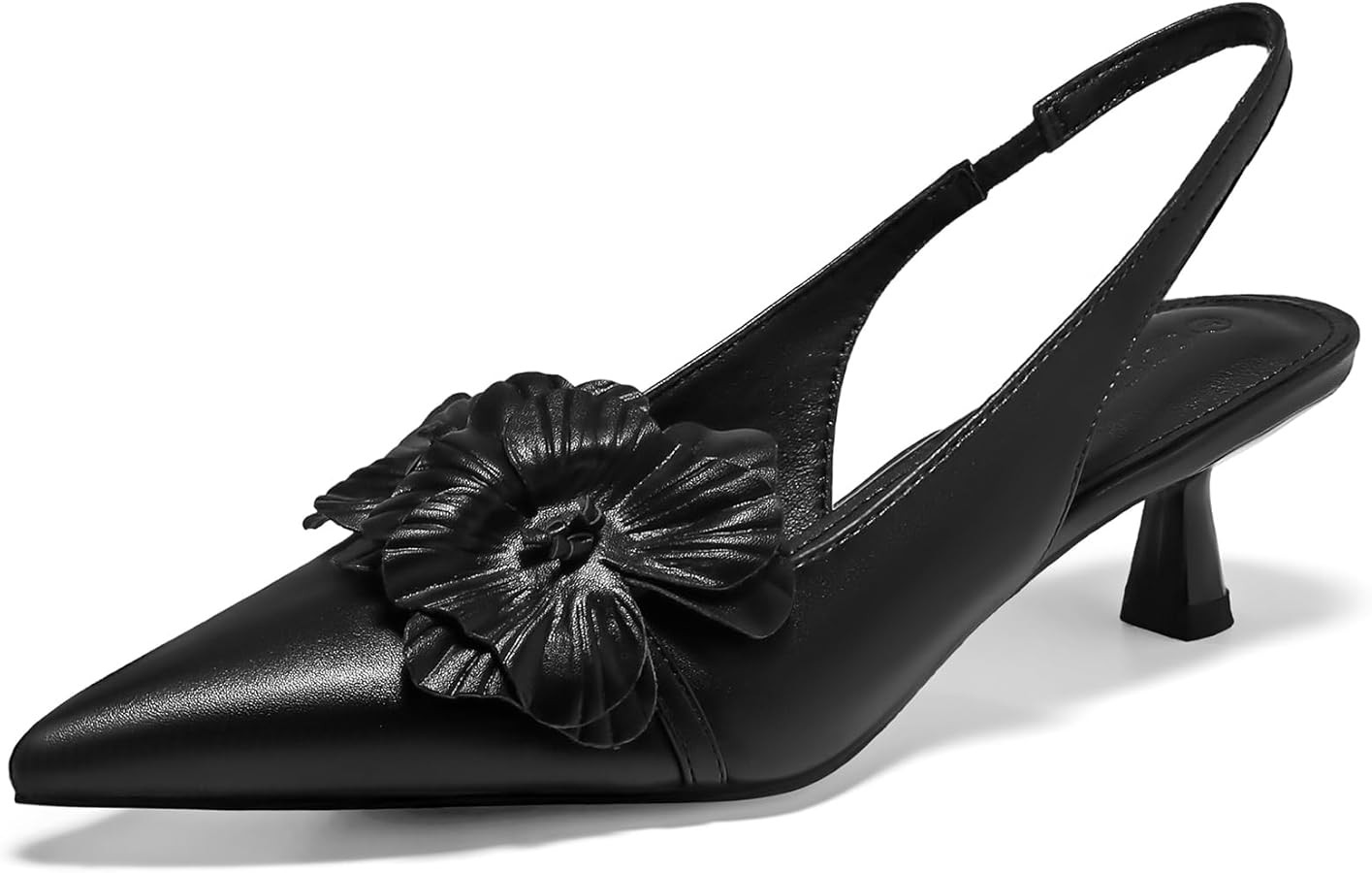 Coutgo Womens Slingback Kitten Heels Flower Closed Pointed Toe Pumps Wedding Party Dress Sandals ... | Amazon (US)