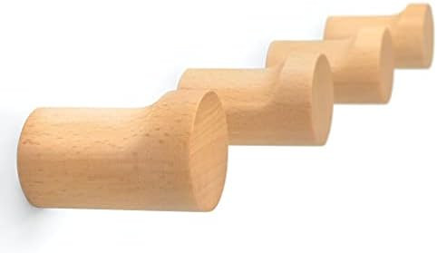 NAUMOO Natural Wooden Wall Hooks - Pack of 4 - Wall Mounted Hook - Modern Wood Coat Rack - Decora... | Amazon (US)