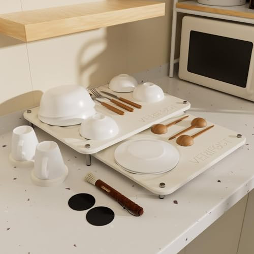 Pearl White 2PCs Large Drying Stone for Kitchen Counter, Stone Dish Drying Mat for Kitchen Counter, Quick Dry Mat with Non-slip Feet | Amazon (US)