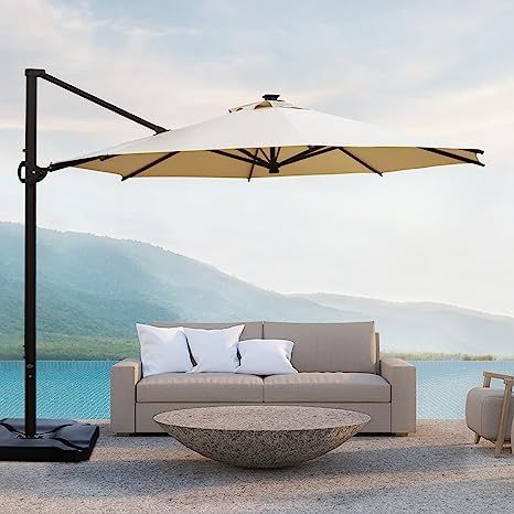 Abba Patio 11 ft Patio Offset Hanging Outdoor Cantilever Sturdy Umbrella with Crank & Cross Base ... | Amazon (US)