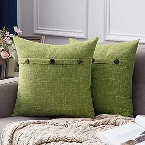 MIULEE Set of 2 Decorative Linen Throw Pillow Covers Cushion Case Triple Button Vintage Farmhouse... | Amazon (US)