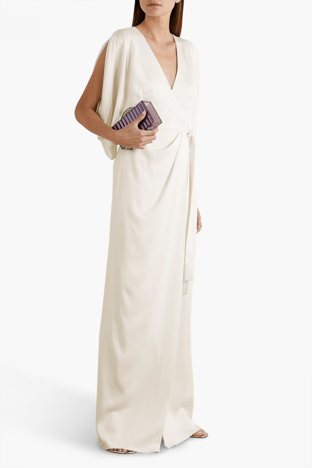 Draped satin-crepe wrap gown | The Outnet (US and CA)