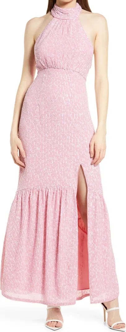 Saylor Audie Sequin Halter Maxi Dress | Nordstrom | Nordstrom