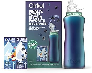 Cirkul 32oz. Chameleon Stainless Steel Water Bottle Starter Kit with Green Lid, 2 Flavor Cartridg... | Amazon (US)
