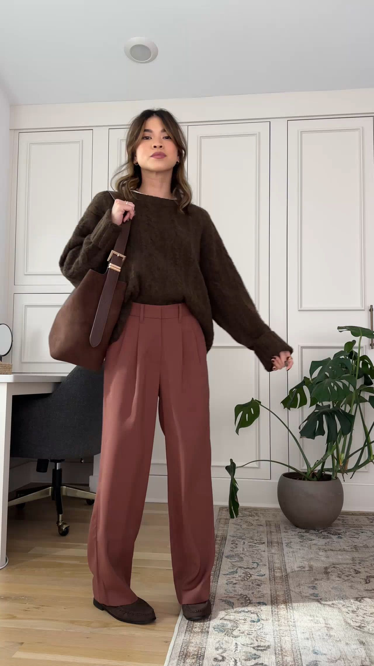 Wearing size large in the sweater, and Size 0 28in inseam in Redwood Brown for the pants!

petite fashion, get dressed with me, outfit inspiration, ootd, nashville outfit, Nashville influencer, petite style, vacation style, casual outfits, mom style, petite pants, winter dress, winter outfit, fall outfit, winter pants, fall pants, fall outfit inspo, winter outfit inpso, winter outfit idea, fall outfit idea, winter top, fall top, fall style, winter style, autumn outfit, autumn outfit idea, autumn pants, fall sweater, winter sweater, autumn sweater, cozy sweater, cold weather sweater, cold weather outfit, winter bag, winter purse, tailored pants 

 

#LTKmomlife #LTKSeasonal #LTKStyleTip