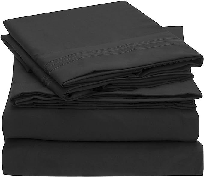 Mellanni Sheet Set-Brushed Microfiber 1800 Bedding-Wrinkle Fade, Stain Resistant-Hypoallergenic-4... | Amazon (US)