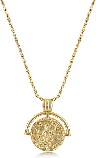Dainty Layered Choker Necklace 18k gold Plated Y Pendant Commemorative coin Necklace Multilayer B... | Amazon (US)