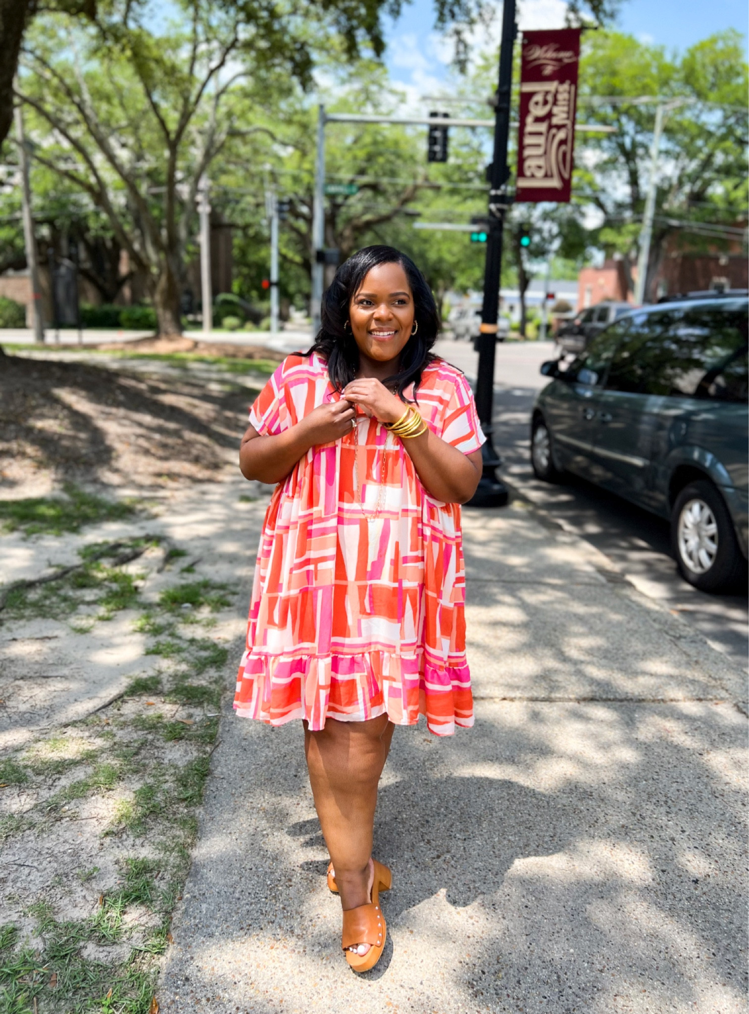 I am loving the pink and orange combo in this dress! Wearing a size 1x. 

#LTKunder50 #LTKcurves #LTKstyletip