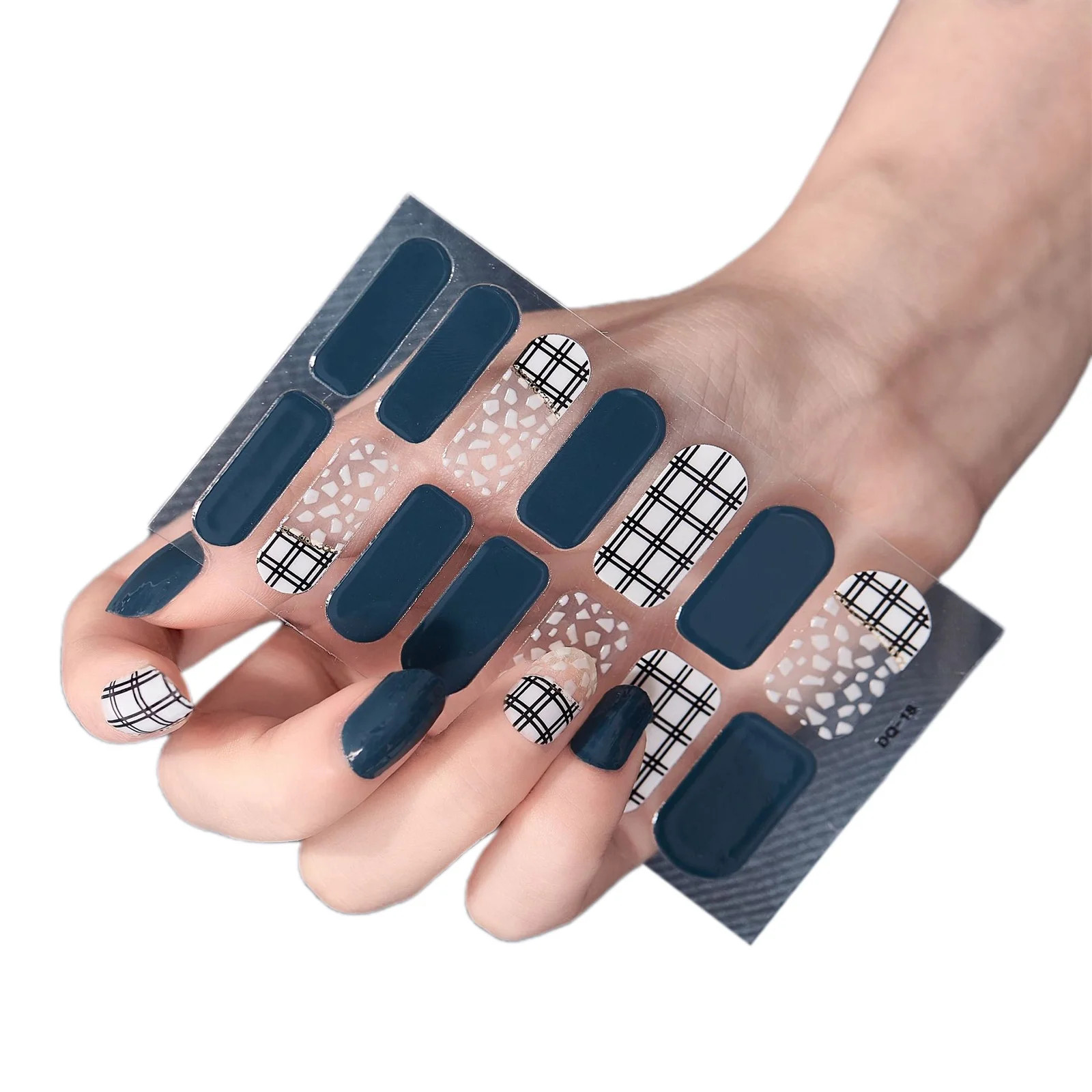 Nail Polish Strips Glitter Plaid Semi Cured Gel Nail Strips Full Nail Wraps Nail Polish Stickers ... | Walmart (US)