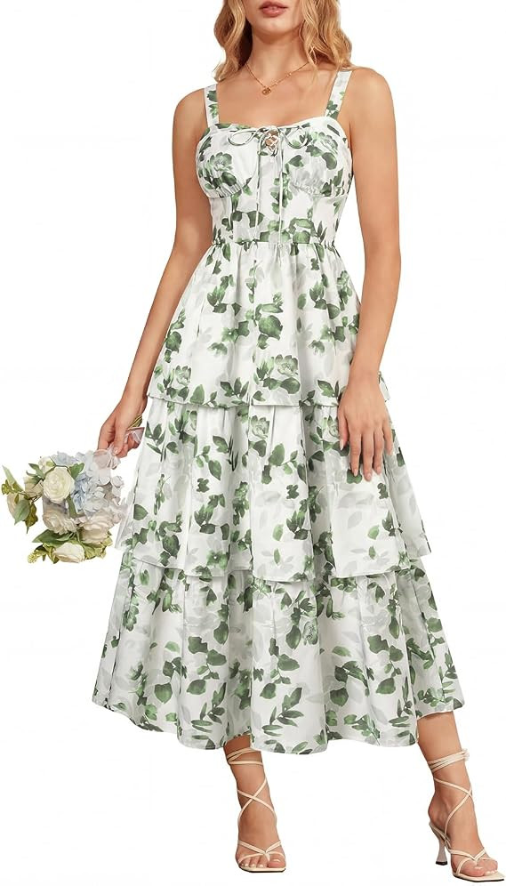 Scarlet Darkness Milkmaid Corset Dress for Women Summer Wedding Guest Dresses Cocktail Floral Sun... | Amazon (US)