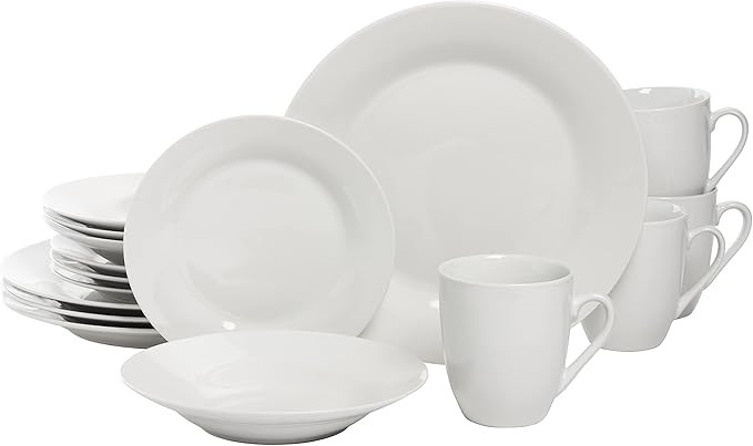 10 Strawberry Street Simply Round 16 Piece Dinnerware Set, White | Amazon (US)