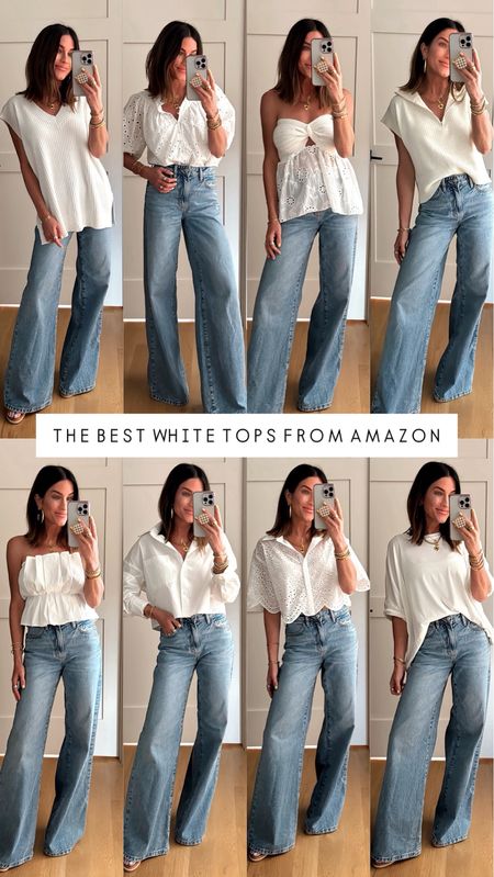 White tops from Amazon that look and feel expensive! These are SO good! 👏🏼Wearing a small in everything. 

#LTKFindsUnder50 #LTKStyleTip #LTKSaleAlert