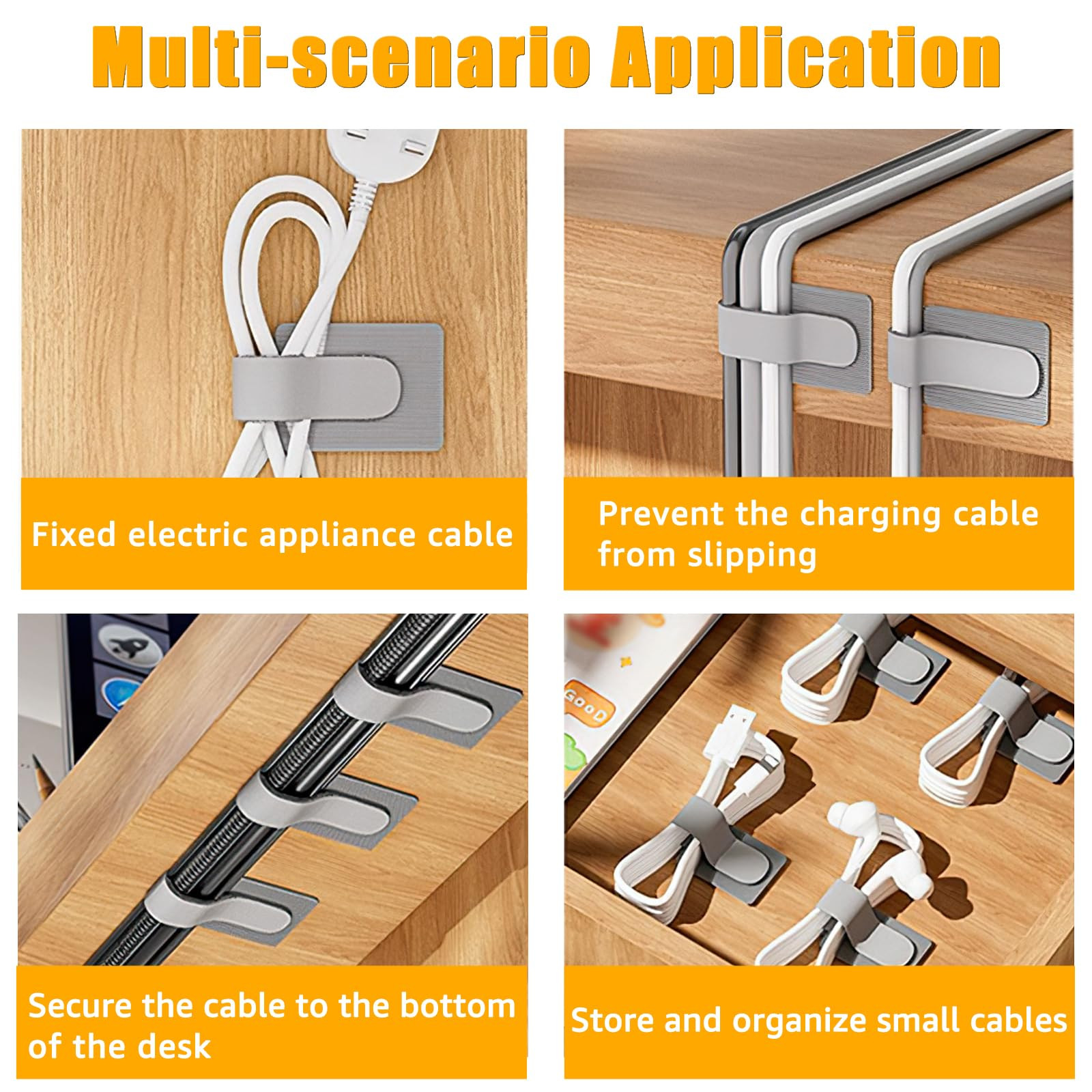 Hook and Loop Cable Management Under Desk, 80PCS Self Adhesive Cable Ties, Reusable Wire Organize... | Amazon (US)