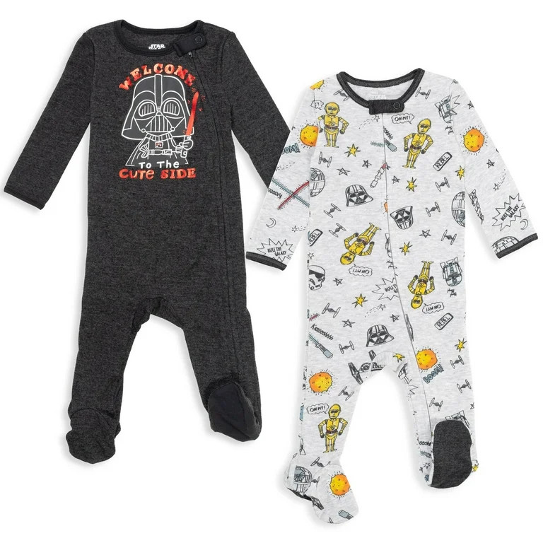 Star Wars Yoda Darth Vader Stormtrooper Newborn Baby Boys 2 Pack Zip Up Sleep N' Plays Newborn to... | Walmart (US)