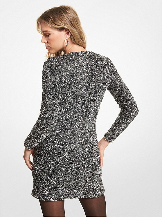 Sequined Stretch Mesh Mini Dress | Michael Kors US