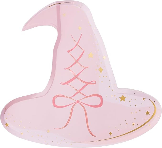 Bonjour Fete Pink Witch Hat Large Paper Party Plates | Dessert Size | Premium Party Supplies | Ha... | Amazon (US)