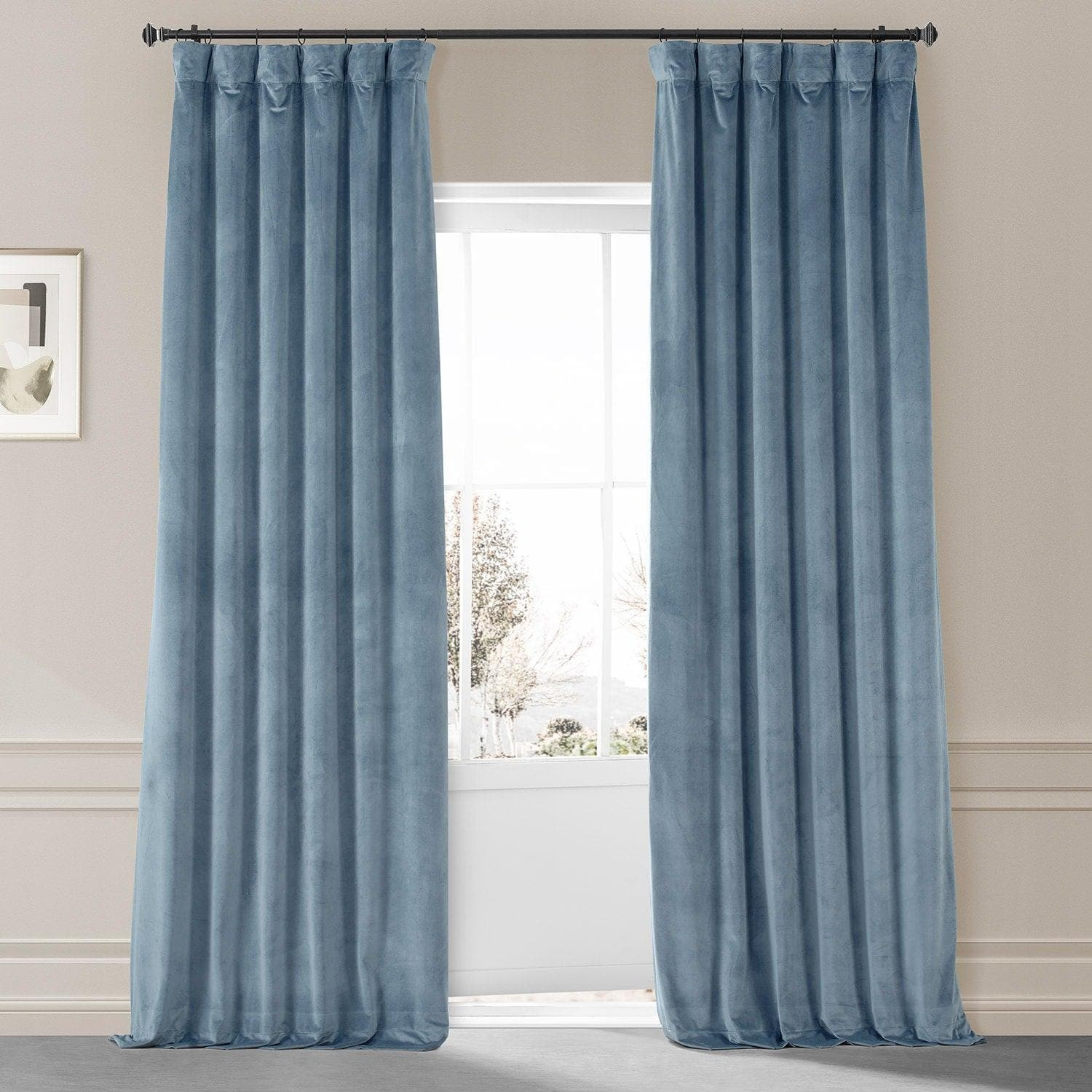 Copenhagen Blue Signature Plush Velvet Hotel Blackout Curtain | Half Price Drapes