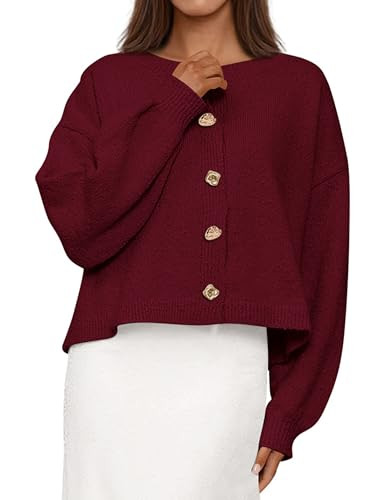 MASCOMODA Fall Long Sleeve Cropped Cardigan Sweaters for Women Trendy Crewneck Open Front Gold Bu... | Amazon (US)