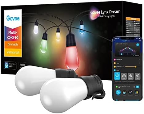 Govee Outdoor String Lights, RGBWW 96ft(2 Pack 48ft) Smart LED Bulbs Wi-Fi and Bluetooth Control,... | Amazon (US)
