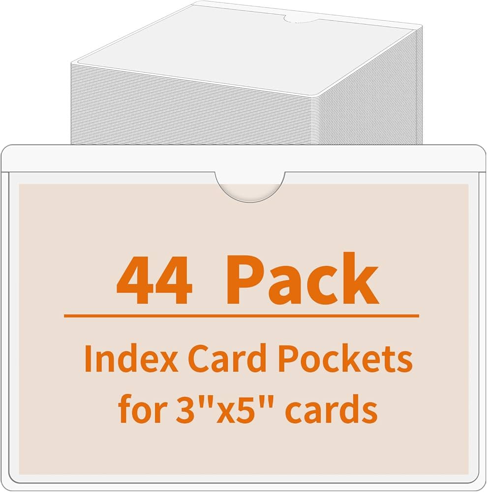 44 Pack Adhesive Pockets, Bin Labels for Storage Bins, Clear Label Holder, Index Card Holder 3x5 ... | Amazon (US)