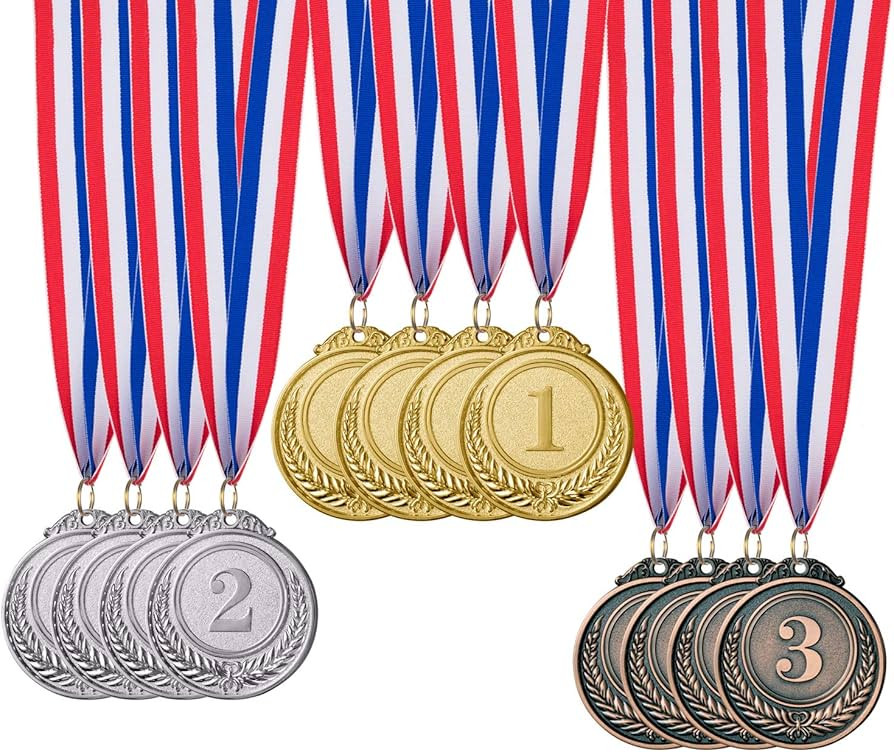 Favide 12 Pieces Gold Silver Bronze Award Medals-Winner Medals Gold Silver Bronze Prizes for Comp... | Amazon (US)