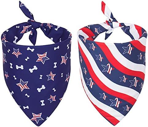 American US Flag Dog Bandana 4th of July Dog Bandanas Reversible Triangle Bibs Scarf for Small Mediu | Amazon (US)
