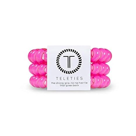 Teleties - Core Collection Hair Ties - Hair Coils - 3 pack (Large, Hot Pink) | Amazon (US)