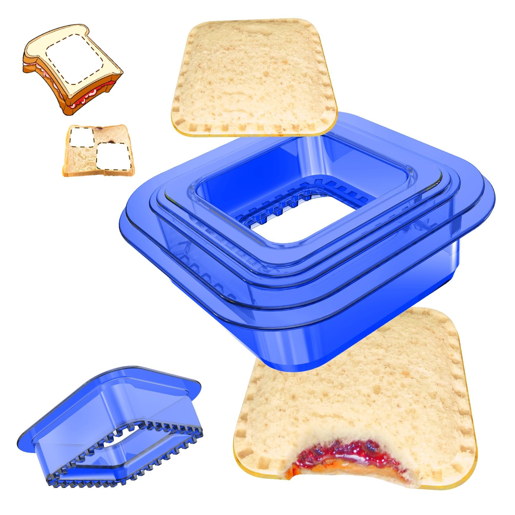 Tribe Glare Sandwich Cutter and Sealer, Blue-sq, 100% Food Safe, Easy to Use, Portable, Suitable ... | Amazon (US)