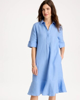 Women's Linen Flounce Dress in Blue | Chico's | Chico's