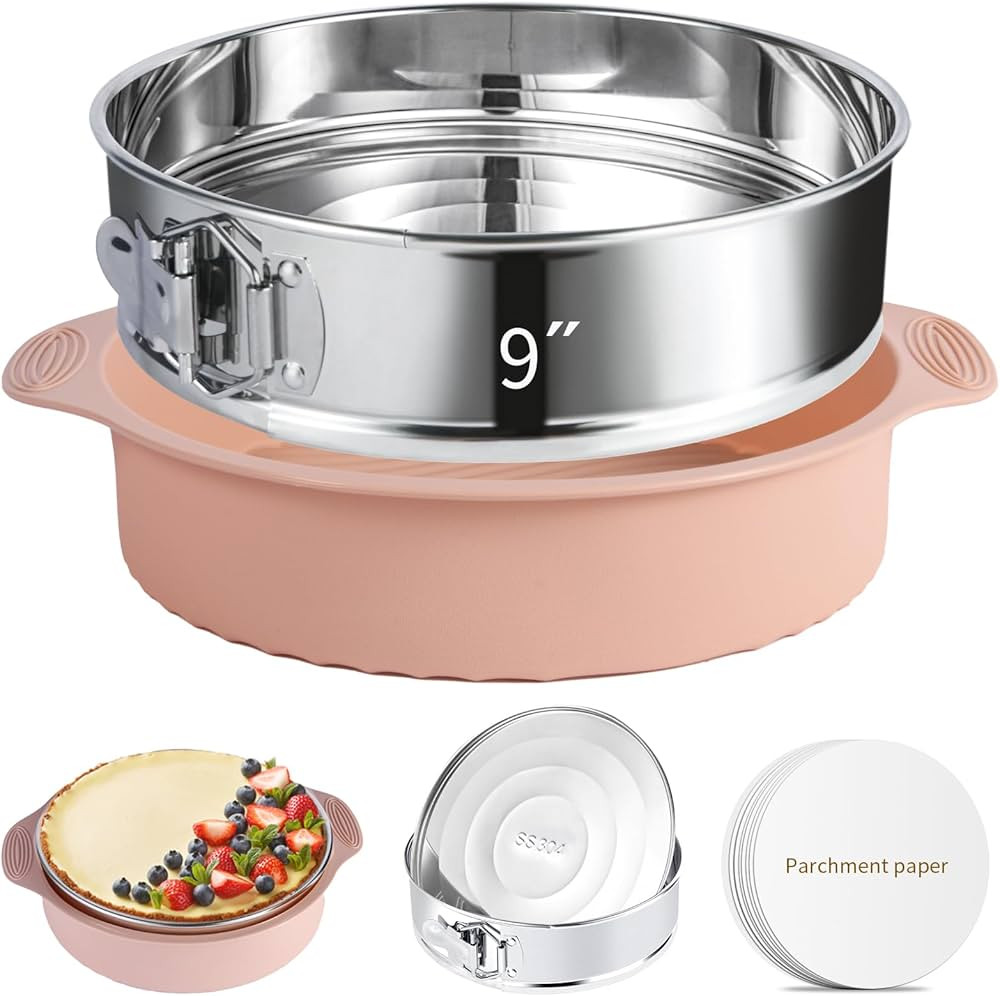 9 Inch Springform Pan - Nonstick Leakproof 304 Stainless Steel Springform Cake Pan with Removable... | Amazon (US)