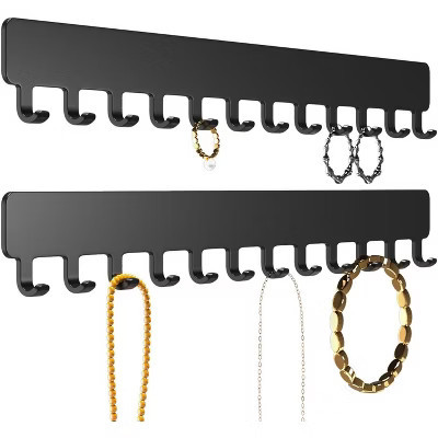 SmallRig 2-Pack Self-Adhesive Hanging Jewelry Organizer, Wall Mount Necklace Holder, Black | Target