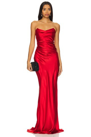 The Sei Cowl Bustier Gown in Crimson from Revolve.com | Revolve Clothing (Global)