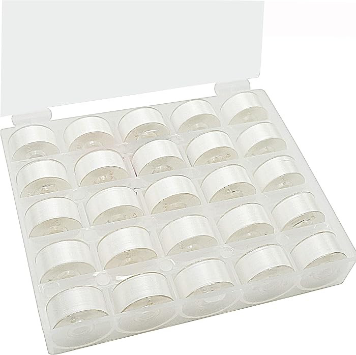 New brothread 25pcs White 70D/2 (60WT) Prewound Bobbin Thread Plastic Size A SA156 for Embroidery... | Amazon (US)