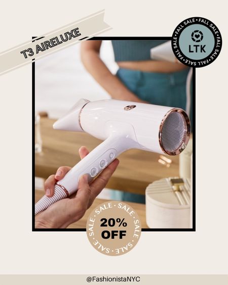 SAVE 20% off on the coveted Aireluxe Blow Dryer from T3 🎉🎉 Save site wide on all products for 3 days only!!! Just click any photo to copy the promo code!!! 

#LTKbeauty #LTKSale #LTKsalealert