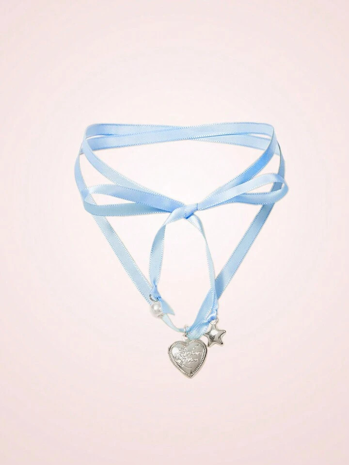 SHEIN MOD Fashionable Sweet Heart Pendant Choker Necklace | SHEIN