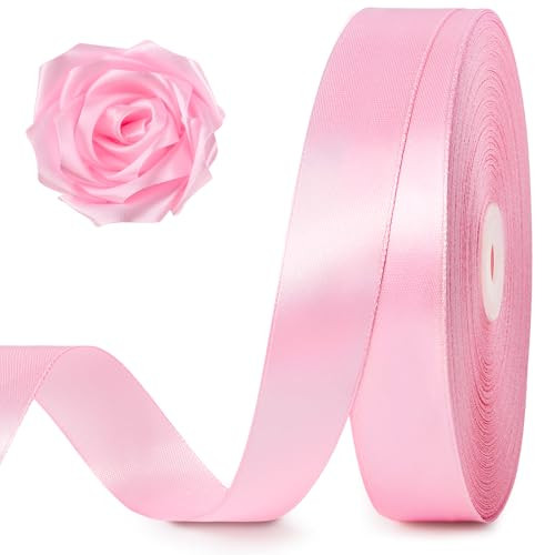 Jutieuo 100 Yards 1 Inch Pink Satin Ribbon, Solid Craft Fabric Ribbon for Christmas Gift Wrapping, Bows Making, Flower Bouquet, Wedding Party Decoration | Amazon (US)