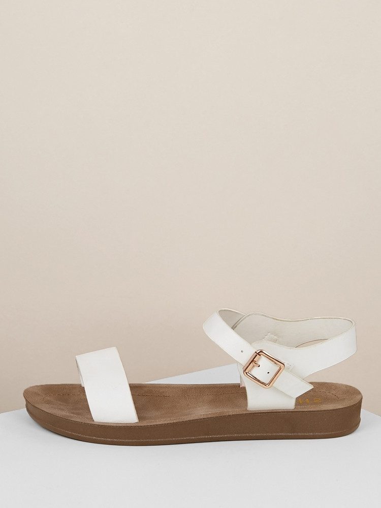 Solid Band Ankle Strap Flatform Sandals | SHEIN