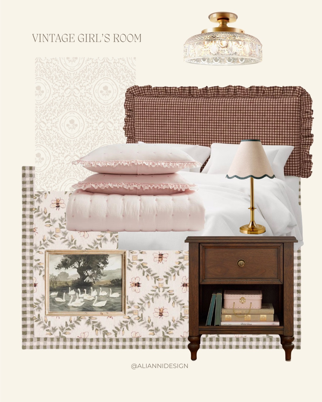 Once the wallpaper’s picked, the rest of the room starts to daydream itself into place — ruffled headboards, gingham layers, tiny tea sets, and just the right touch of whimsy. It’s one of my favorite parts of the process: imagining the little details that make a room feel like a story. ✨

Save this for future cozy room inspiration — you never know what one pattern might spark.

Wallpaper: Louise in Cream from @loomwell x @aliannidesign 
Follow for more wallpaper & textile design @aliannidesign on IG 