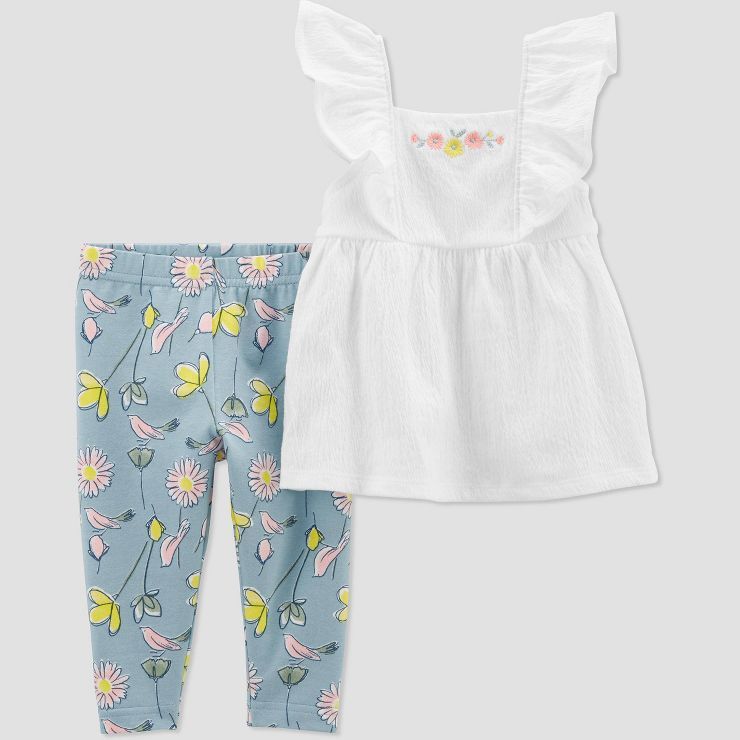 Carter's Just One You® Baby Girls' Floral Top & Bottom Set - White | Target