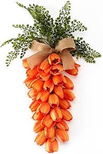 The Lakeside Collection Artificial Hanging Carrot Swag with Decorative Burlap Bow - Floral Indoor... | Amazon (US)